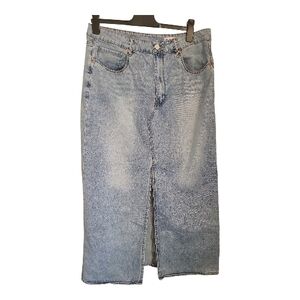 Blank NYC Light Wash Front Slit MAXI  Denim Skirt